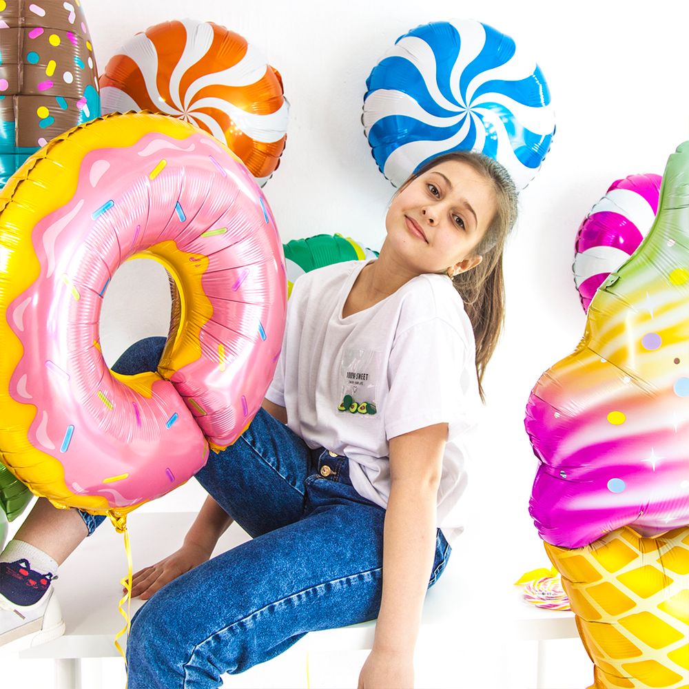 Шар (18"/46 см) Круг, Леденец, Синий