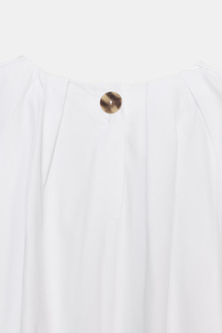 ZARA РУБАШКА ИЗ ПОПЛИНА С РУКАВАМИ-БУФАМИ, БЕЛЫЙ