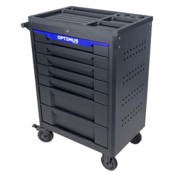 OPT-717P Тележка инструментальная, 7 полок с набором инструментов, пластиковая столешница