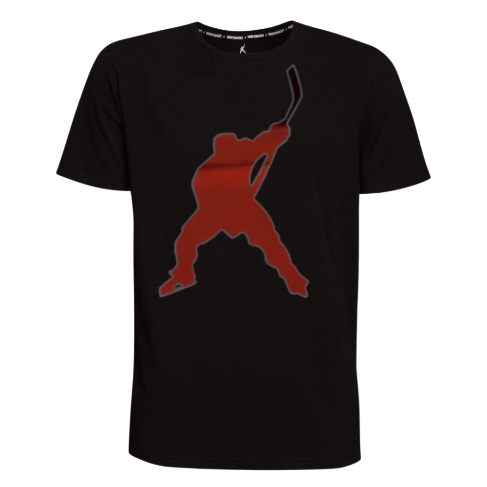 Футболка с средним красным замшевым хоккеистом