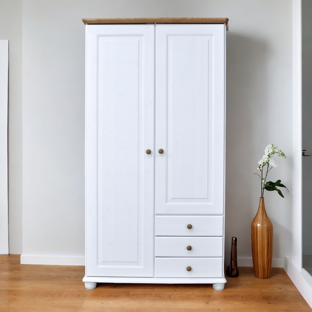 Шкаф 2 двери Фалко из массива сосны, белый