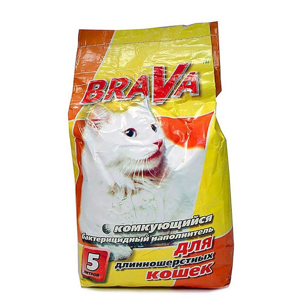 Наполнитель комкующийся для кошачьего туалета BRAVA для длинношерстных кошек, Пакет 5 л