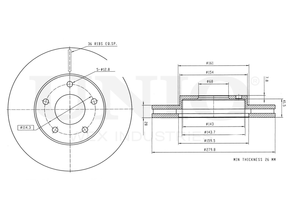 Диск тормозной передний UNIO BRD-20092