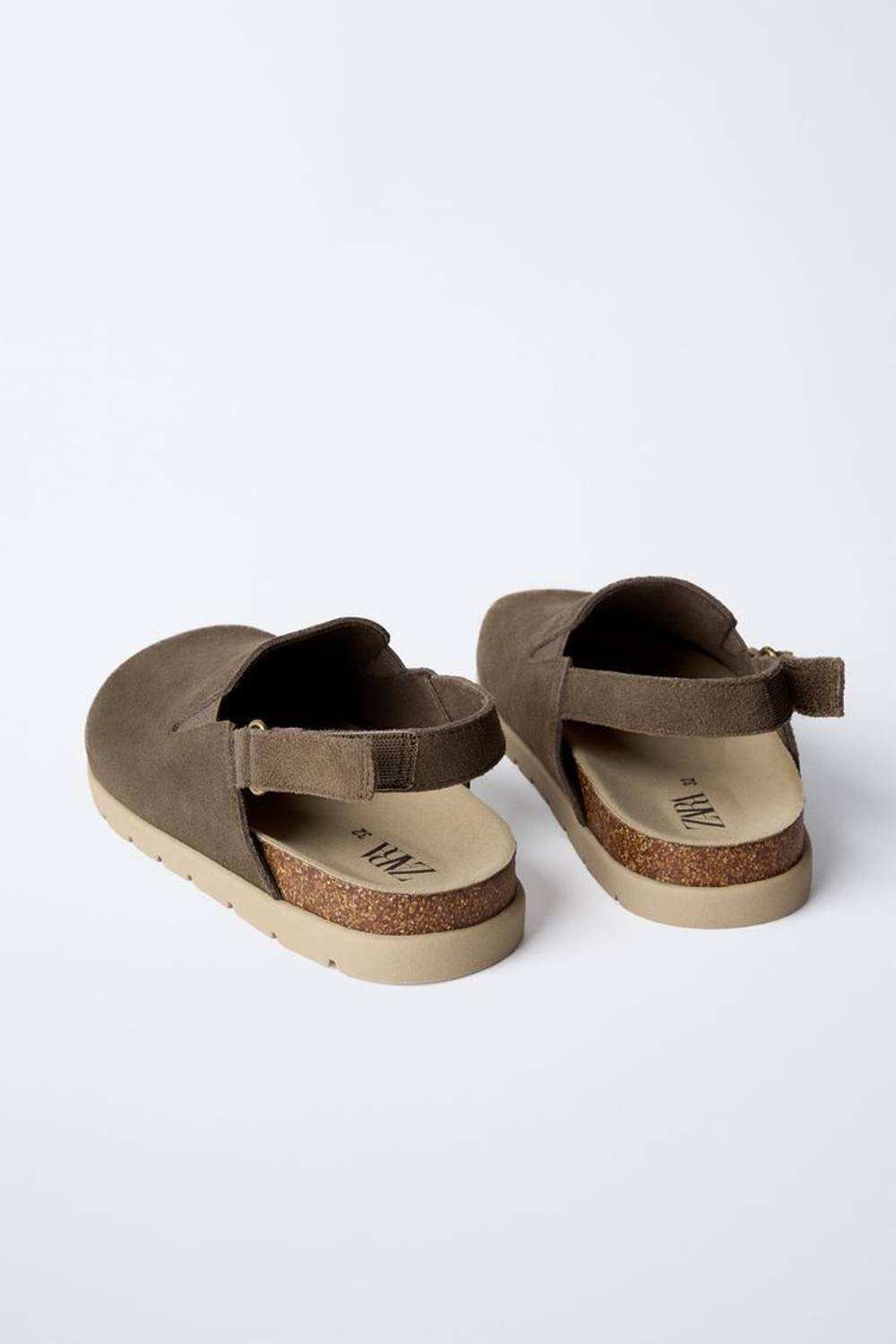 ZARA КОЖАНЫЕ САБО, КОРИЧНЕВЫЙ