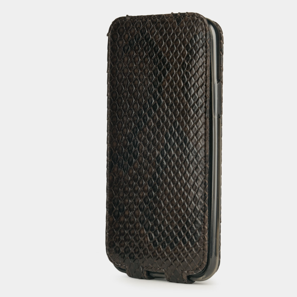 Чехол для iPhone 11 Pro из натуральной кожи питона, темно-коричневого цвета