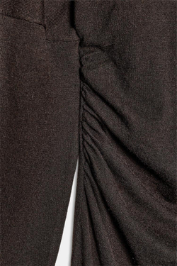 ZARA ТРИКОТАЖНОЕ ПЛАТЬЕ МИДИ С ВЫРЕЗАМИ, КОРИЧНЕВЫЙ