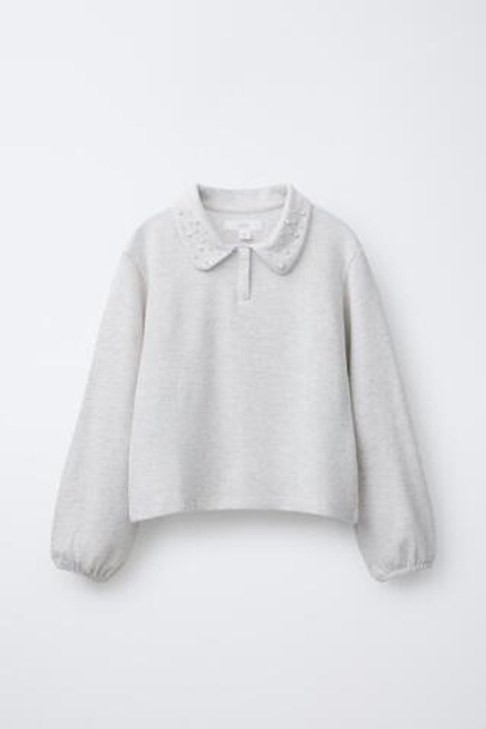 ZARA СВИТЕР С ВОРОТНИКОМ-ПОЛО, ЭКРЮ