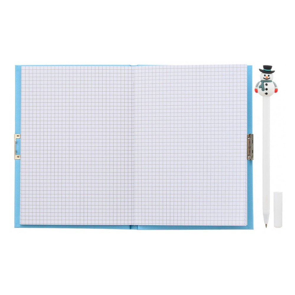 Блокнот детский Basir на замке, с ручкой, формат А6, серия "Дед Мороз", твёрдая обложка 7БЦ, 48 листов, размер 18*13 см