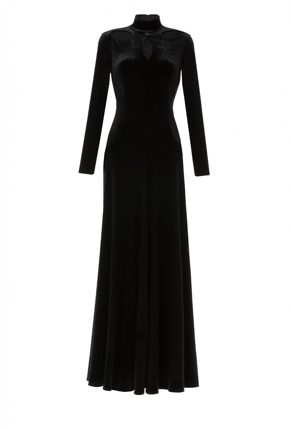 Бархатное платье в пол с фигурными вырезами 10-01-24 FW