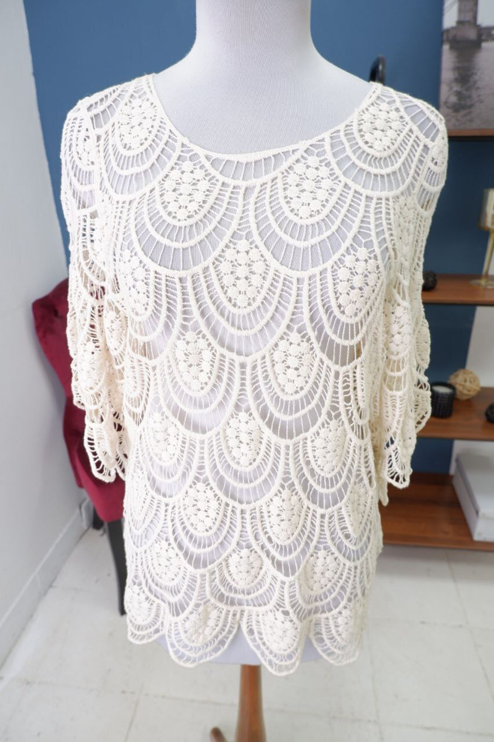 Туника  в сетку светлая 50-52 размер