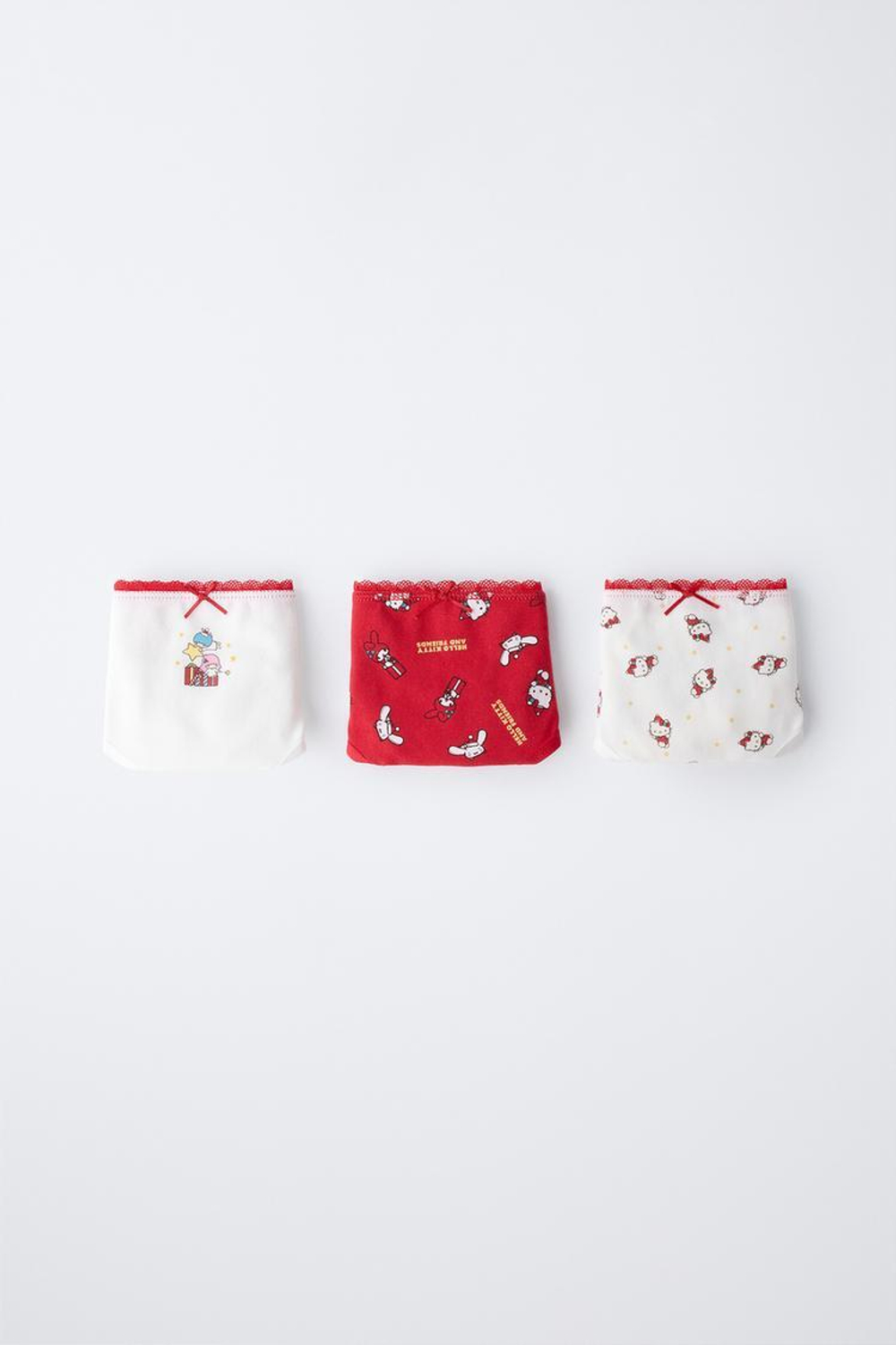 ZARA АБОР ИЗ ТРЕХ ТРУСОВ HELLO KITTY © SANRIO, ЭКРЮ/КРАСНЫЙ