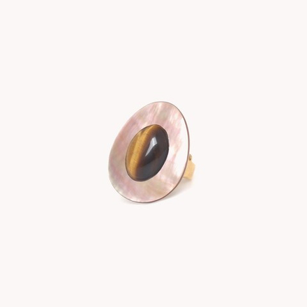 Кольцо Nature Bijoux, Jaguar, разъемное, с перламутром и тигровым глазом, NB25.2-19-25915 (коричневы