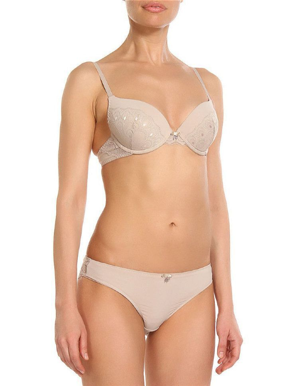 Шелковистые трусики-бразилиана с кружевом Natasha (Размер: M) (Цвет: кофейный)