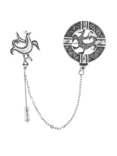 "Петушок" брошь в серебряном покрытии из коллекции "Cocka-doodle-doo" от Jenavi с замком игла