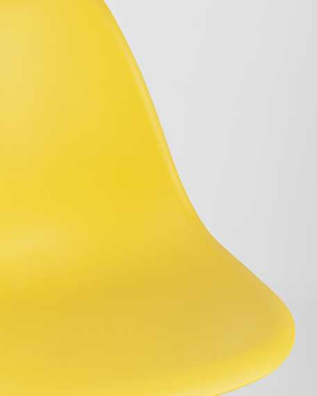 Eames Style DSW желтый пластик, стальной каркас, натуральный массив бука