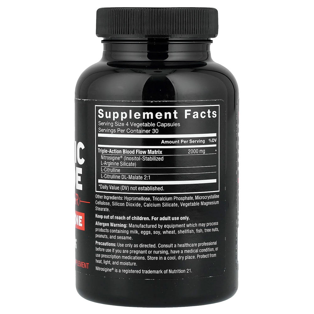 Force Factor, бустер оксида азота и L-аргинин, 120 капсул
