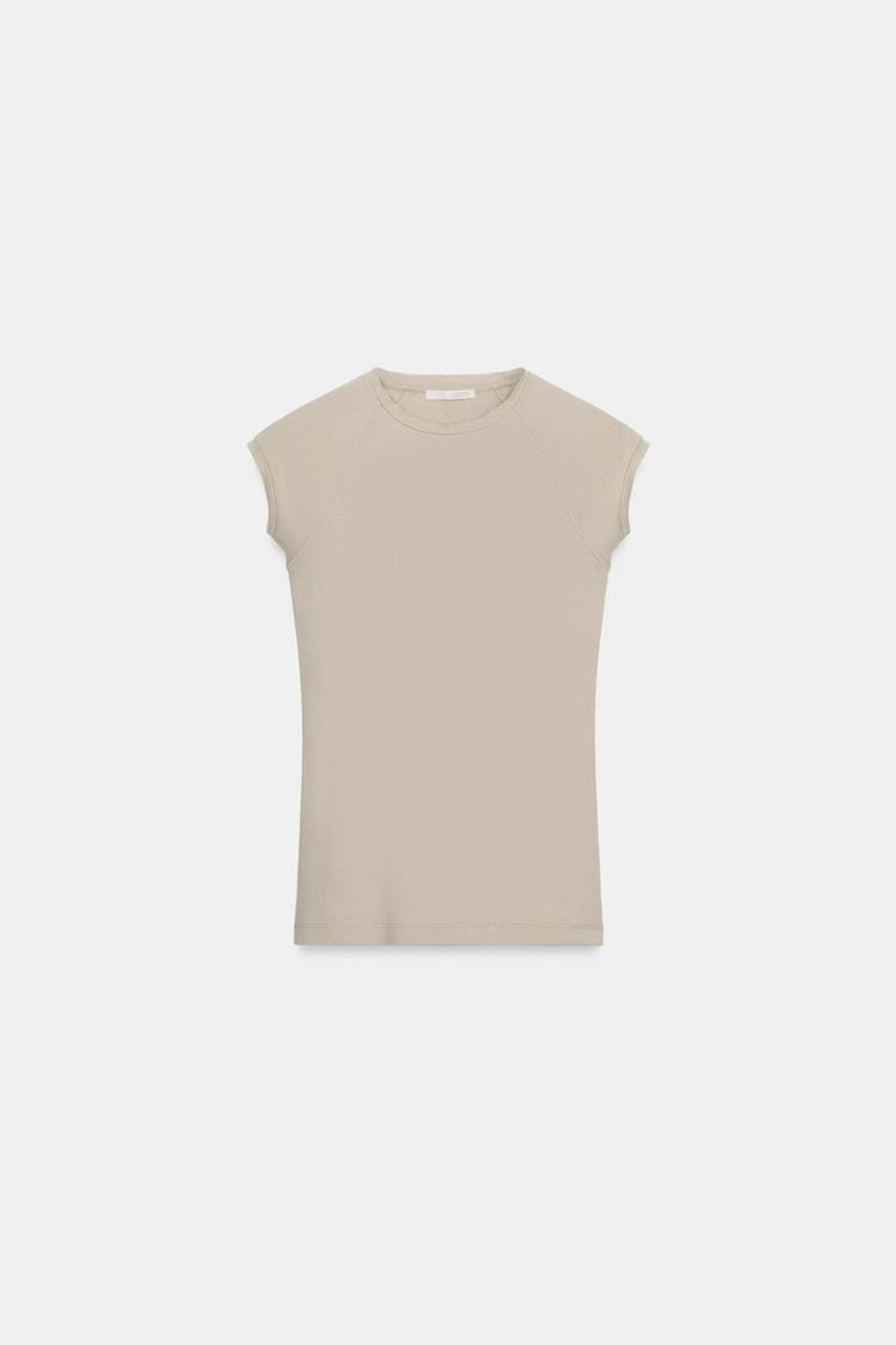 ZARA ФУТБОЛКА С ЭФФЕКТОМ ПОТЕРТОСТИ И РЕГЛАНОМ, БЕЖЕВЫЙ