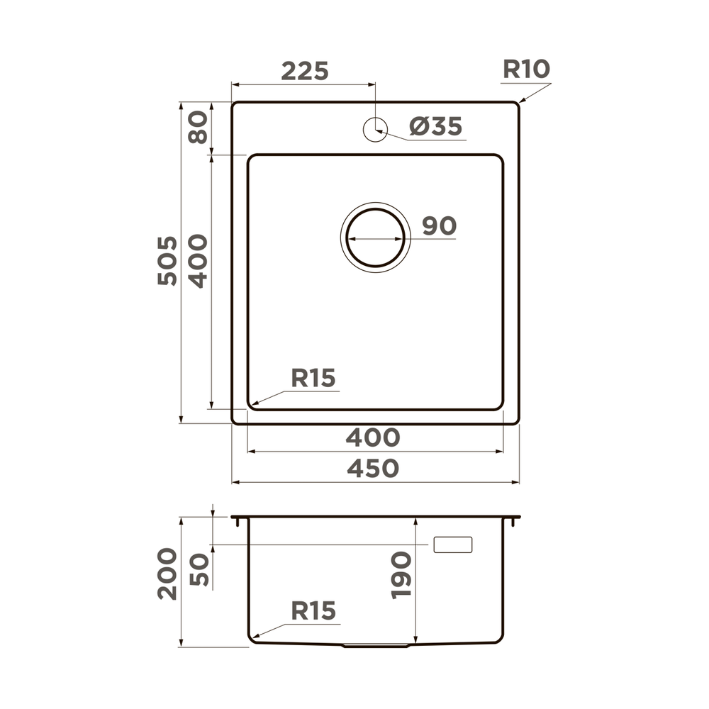 Мойка Omoikiri Amadare 45-IN нерж. сталь | Нержавеющая сталь