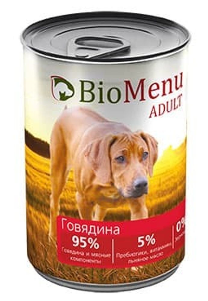 BioMenu ADULT Консервы д/собак Говядина 95%-МЯСО 410гр