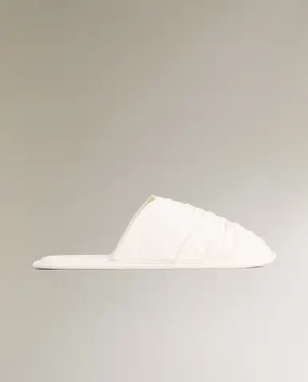 ZARA HOME ХЛОПЧАТОБУМАЖНЫЕ ТАПОЧКИ, БЕЛЫЙ