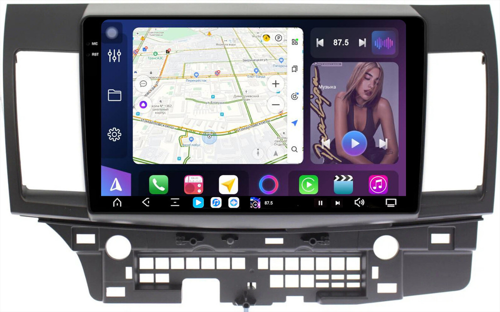 Магнитола для Mitsubishi Lancer X 2007-2016 - FarCar XXL037M монитор 10.36" 2K QLED на Android 14, TS20, 8+256Гб, CarPlay, 4G SIM-слот