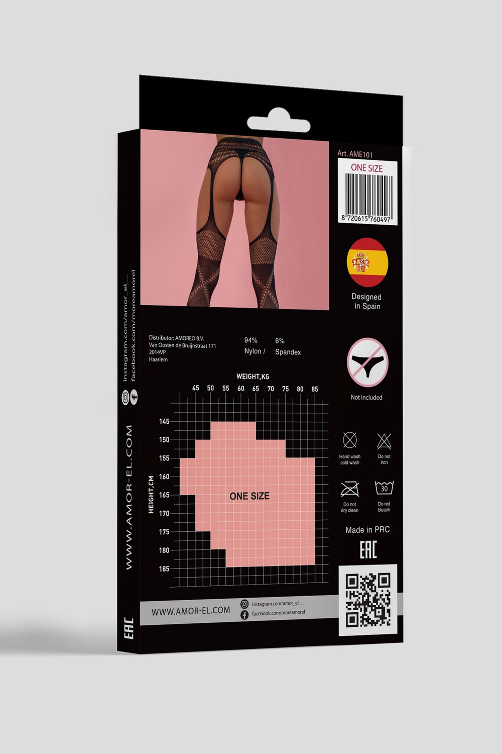 Чулки с поясом из мягкой эластичной сетчатой ткани (Размер: S-M-L) (Цвет: черный)