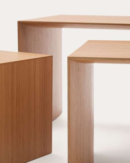 Litto Комплект из 3-х столиков из дубового шпона с отделкой натурального цвета