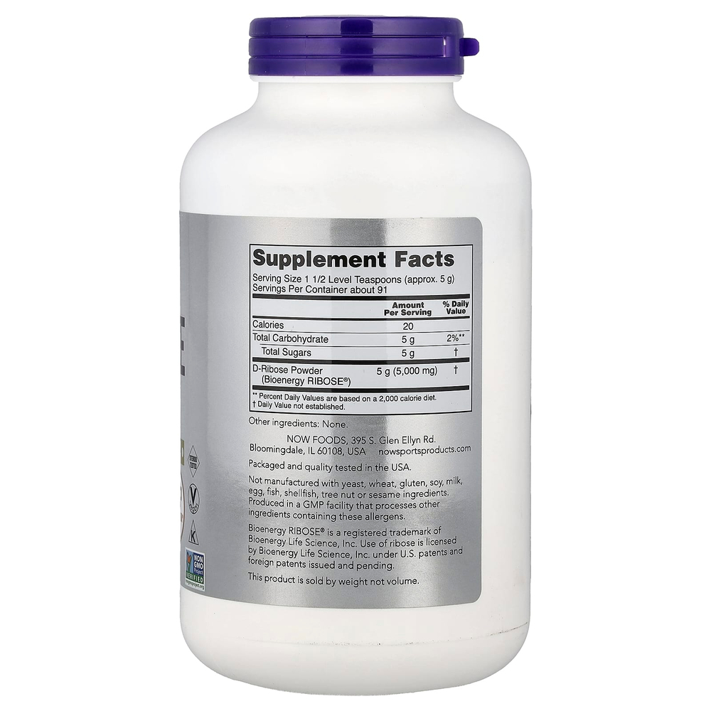 NOW Foods, Sports, D-рибоза в форме порошка, 454 г (1 фунт)