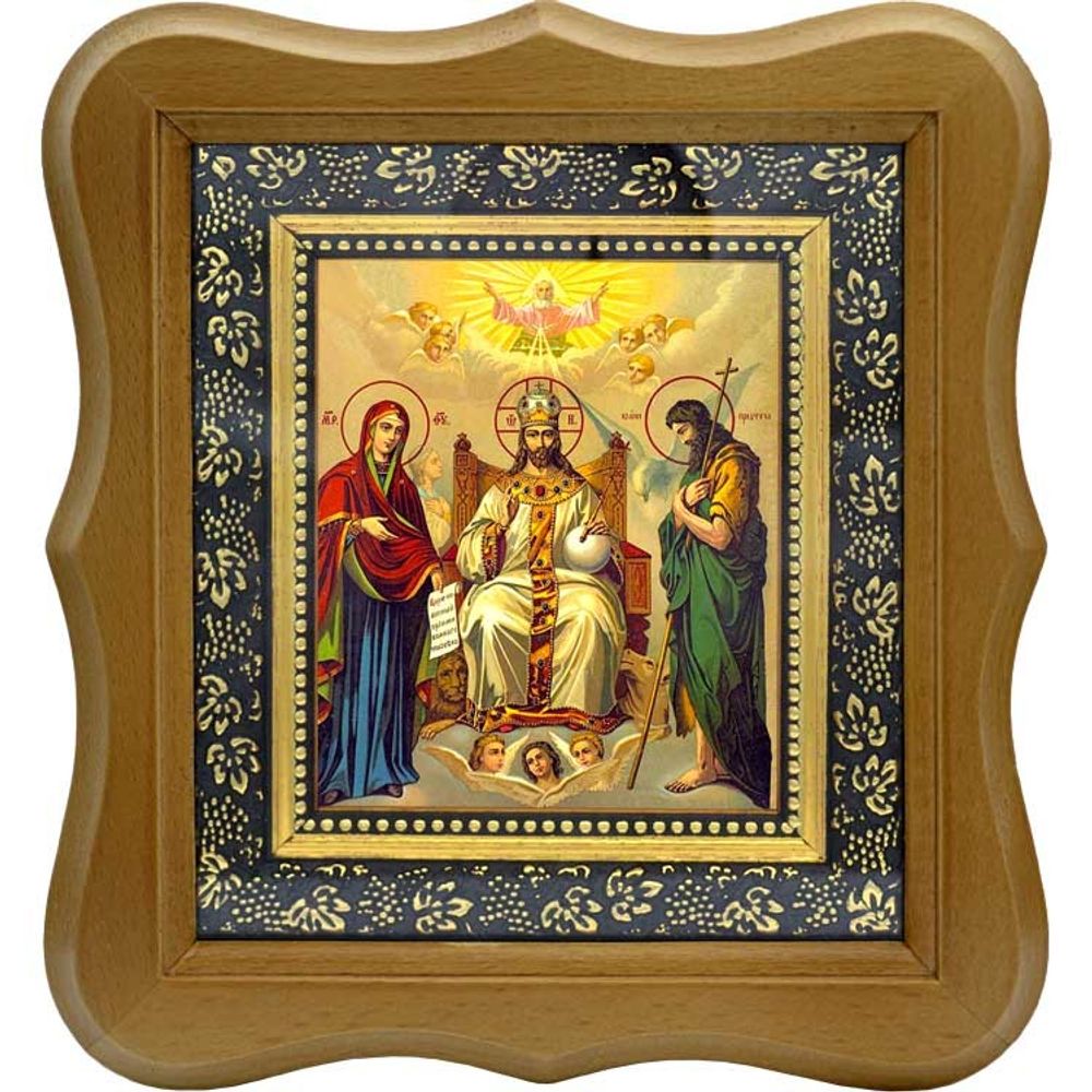 Спаситель на троне с предстоящими. Икона на холсте.