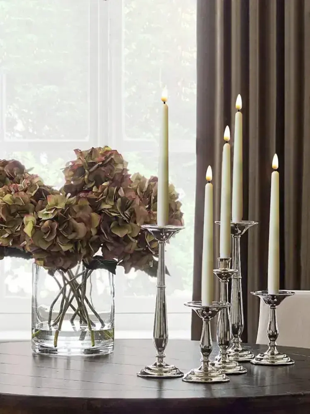 Набор 6 шт. высокие тонкие светодиодные отдельные свечи (на батарейках) украшение декоративное