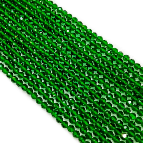 Шпинель гидротермальный бусины шарик граненый 2/3 мм, на нитке 38 см, цвет: Зеленый