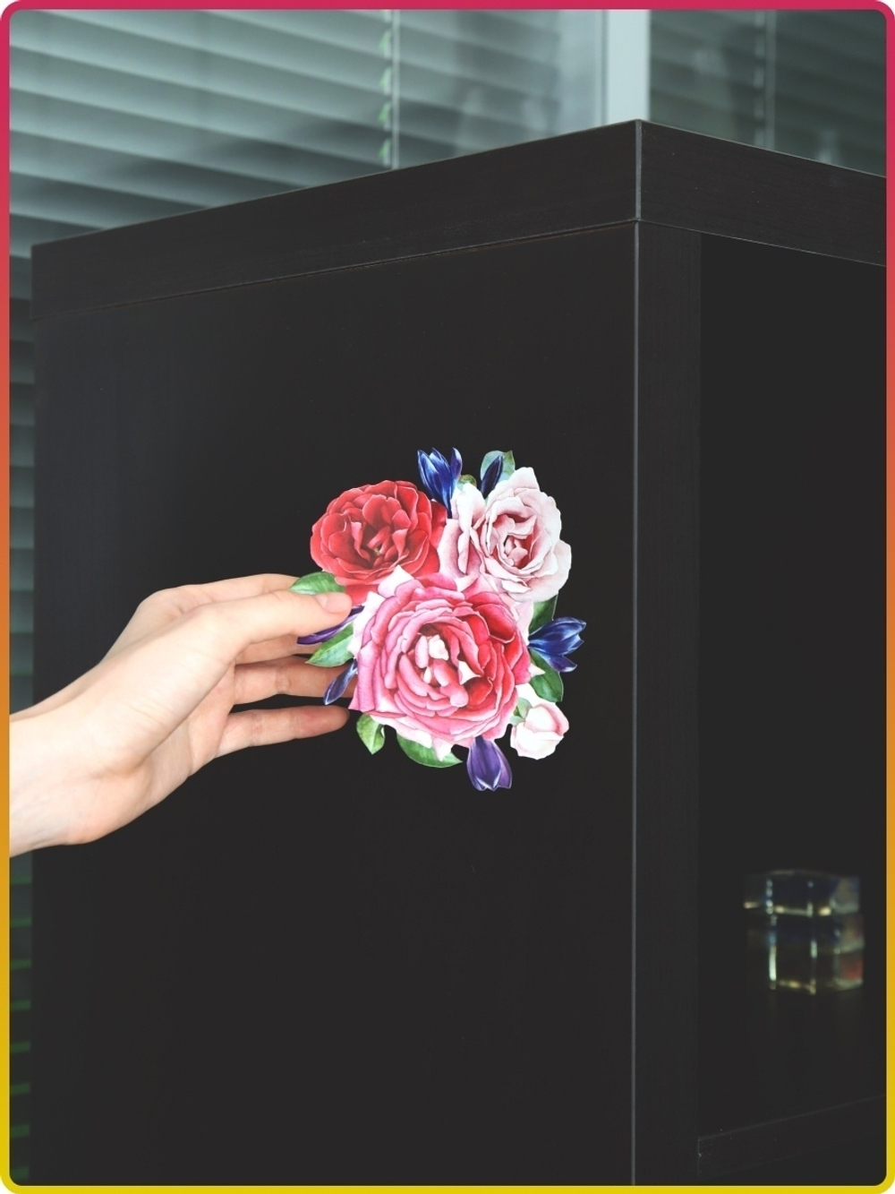 Наклейка цветы пионы для интерьера, мебели, стен, предметов