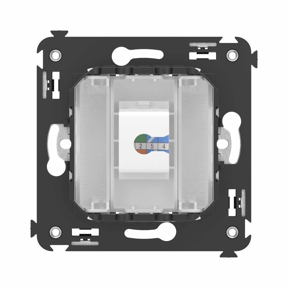 Телефонная розетка RJ-12 без шторки в стену одинарная, "Avanti", "Белое облако"