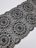 Кружево эластичное чёрный/золото К621
