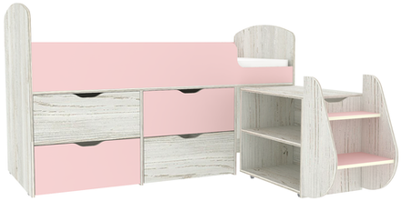 Кровать-чердак КарИВи Малыш 7 Винтерберг Розовый