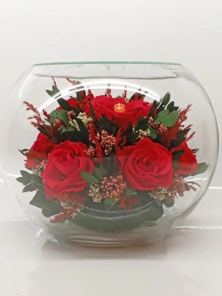 натуральные розы в стекле, вакуум*