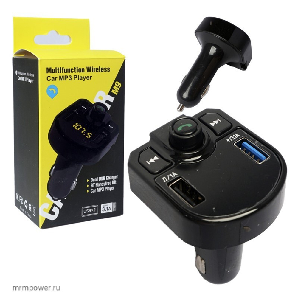 Автомобильный FM-трансмиттер M9 Bluetooth (черный)