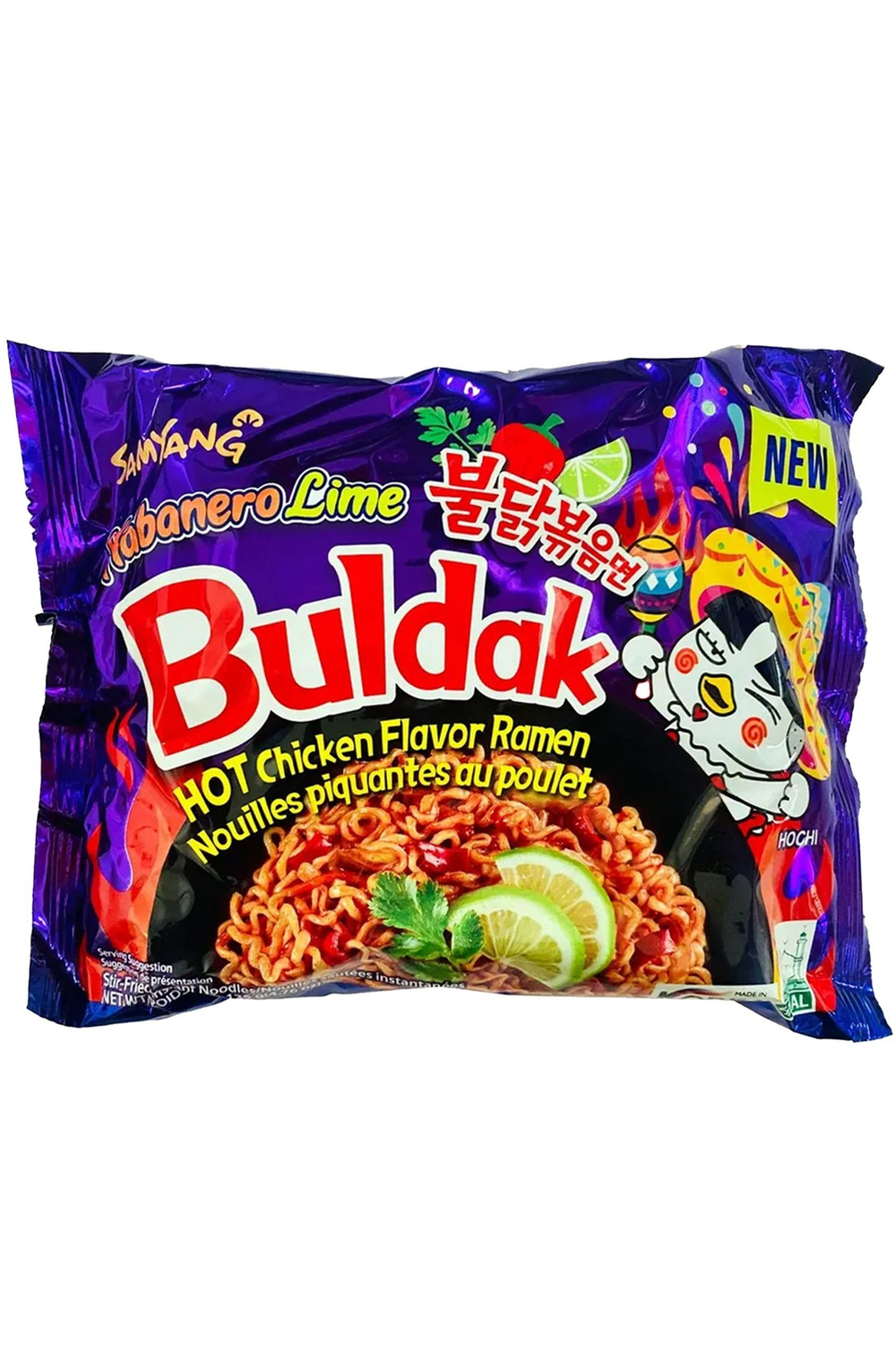 Корейская лапша быстрого приготовления Buldak бульдак, Samyang, рамен Хабанеро Лайм и пикантная острая курица, 5 шт по 140 гр