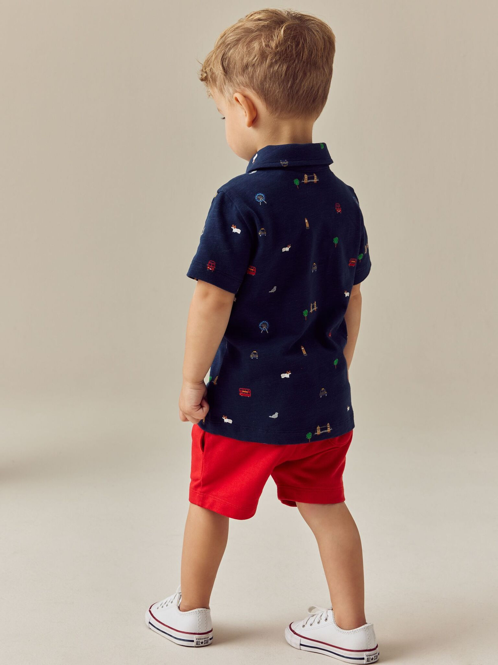 Поло и шорты в комплекте для мальчика Next E67-871, Темно-синий, Красный