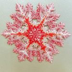 Новогодний магнит на холодильник снежинка, 3D печать, 10 см., красная
