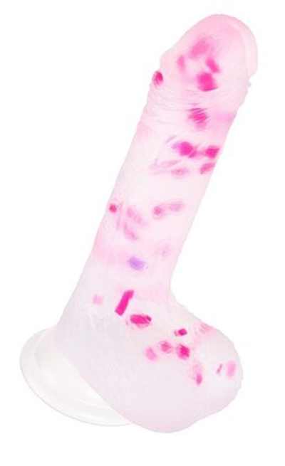 Прозрачный фаллоимитатор Crowley с цветными вкраплениями - 18 см. (Цвет: прозрачный)