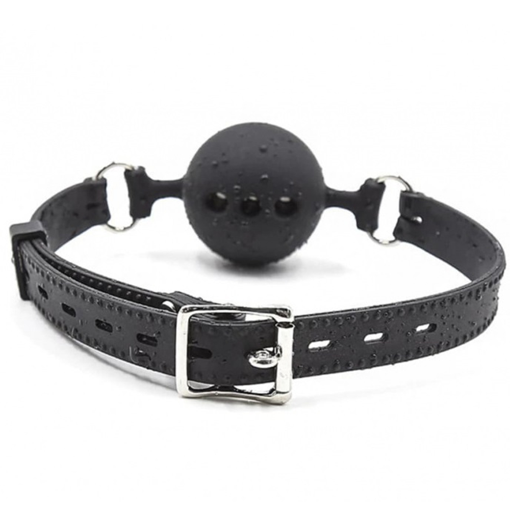 Кляп шарик дышащий силикон Black person черный 3,7 см