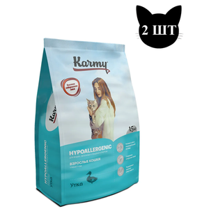 Сухой корм для для взрослых кошек, Karmy Hypoallergenic, склонных к пищевой аллергии, с уткой