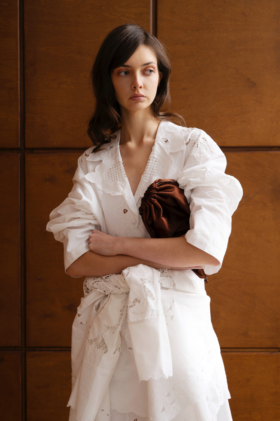 Рубашка с вставками кроше