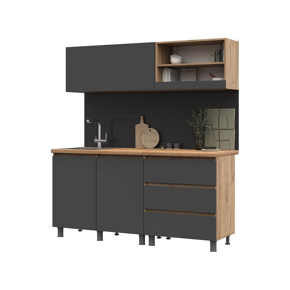 Хелен Кухня 1.7 м Крафт золотой / Графит серый