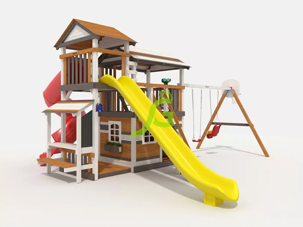 детская площадка домик с горкой