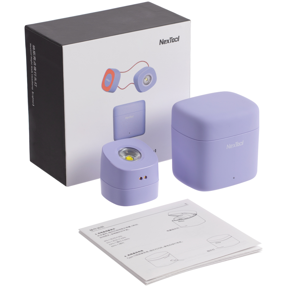 Фонарь налобный Nextool Night Walk Headlamp,80лм,16м,светодиодный,аккум,фиолетовый(NE20114)