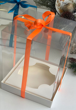 Коробка под торт и кулич с прозрачным куполом, 150*150*140 мм, БЕЛАЯ