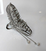 Заколка-краб для волос "Перо" Цвет серебро.