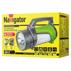 Фонарь кемп, встр акк, прожект, Navigator, 160 NPT-SP20-ACCU, пластик, 14160